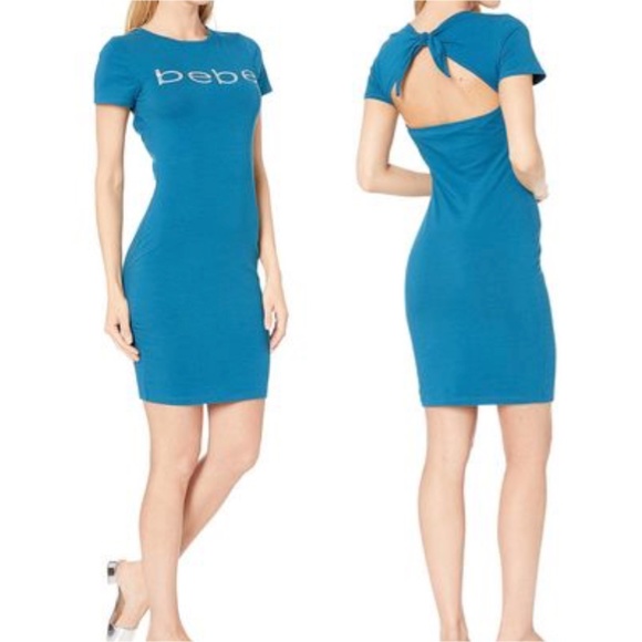 bebe Dresses & Skirts - Bebe Moroccan Blue Short Sleeve T-Shirt Dress